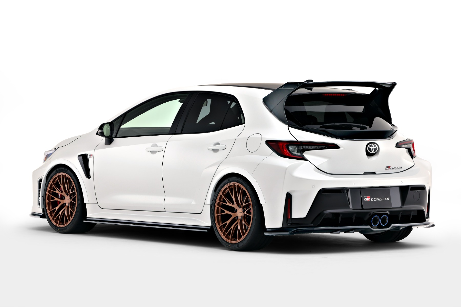 GROW x FUJITSUBO stainless steel exhaust system installed on a Toyota GR Corolla