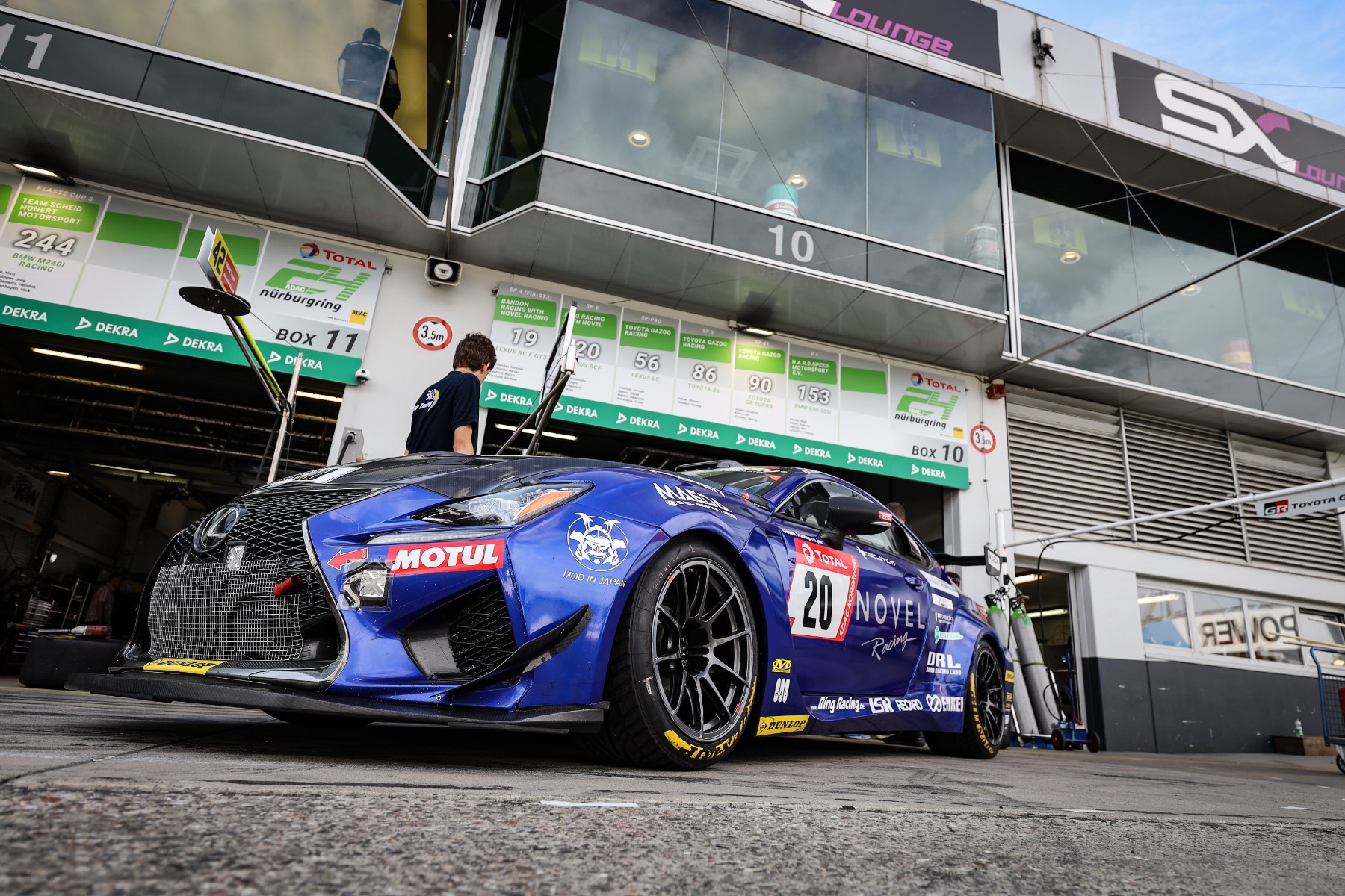 NOVEL Racing Lexus RC F race car in the pit lane at the 2019 Nürburgring 24 Hours