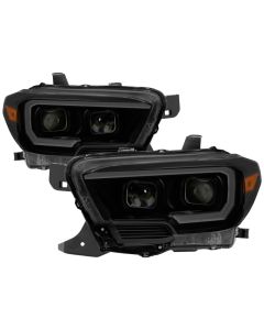 xTune Toyota Tacoma 16-18 DRL Light Bar Projector Headlights - Black Smoked PRO-JH-TTA16-LBDRL-BSM - 9039270