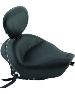 Mustang 04-21 Harley Sportster 3.3 Wide Stud Touring Solo Seat w/Driver Backrest - Black - 79439