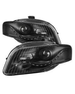 xTune Audi A4 06-08 Projector Headlights - Halogen Model Only - DRL LED - Black PRO-JH-AA406-DRL-BK - 9036071