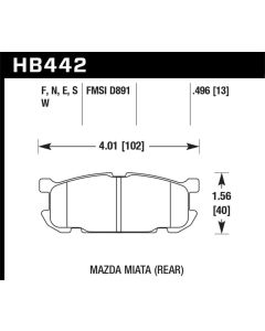 Hawk 01-03 Mazda Miata 1.8L Base Pads Only Rear ER-1 Brake Pads - HB442D.496