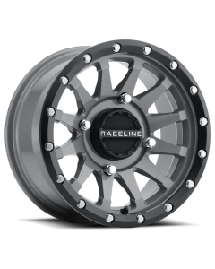 Raceline A95SG Trophy 14x7in / 4x137 BP / 10mm Offset / 110.18mm Bore - Grey & Black Lip Wheel - A95SG-47037+10
