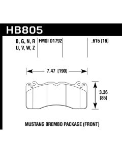 Hawk 2020 Ford Mustang 5.0L Bullitt Front ER-1 Brake Pads - HB805D.615