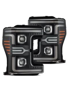 AlphaRex 17-19 Ford F-250/350/450/550 Super Duty LUXX-Series LED Proj Headlights Blk w/SS & SBDRL - 880323
