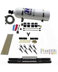 Nitrous Express Pro-Shk/Gas 4 Solenoids Nitrous Kit (200-600HP) w/Rails and 15lb Bottle - 91006-15