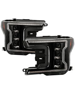 Spyder 18-20 Ford F-150 Headlights - Halogen Model Only - DRL LED - Black PRO-YD-FF15018HALAP-SEQ-BK - 5088475
