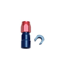 Russell Performance 5/16in SAE Quick Disc Female to -6 Hose Red/Blue Straight Degree Hose End - 611250