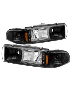 xTune Chevy Caprice 91-96 / Impala 91-96 1Pc LED Crystal Headlights Black HD-ON-CCP91-1PC-LED-BK - 5031631
