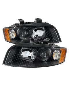xTune Audi A4 02-05 Halogen Only Crystal Headlights Black HD-JH-AA402-AM-BK - 9025938