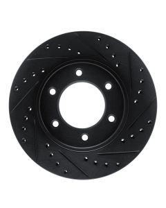R1 93-98 Toyota T100 Front Right Drilled & Slotted Black Brake Rotor - 633-76118R
