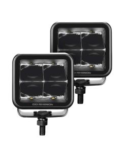 Go Rhino Xplor Blackout Series Cube LED Spot Light Kit (Surface/Threaded Stud Mnt) 3x3 - Blk (Pair) - 750400321SCS