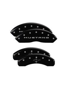 MGP Caliper Covers Set of 4: Black finish, Silver Mustang / Bar & Pony (2015-2022) Ford- MGP-10202SM