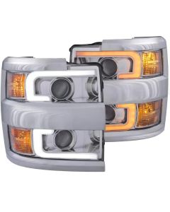 Anzo USA Projector Headlights w/Plank Style Switchback Chrome w/Amber (Chrome Rim)- ANZO-111366