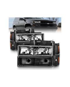 Anzo USA Crystal Headlights Chrome w/ Signal and Side Marker Lights Chevrolet C1500|C2500|C3500|Taho