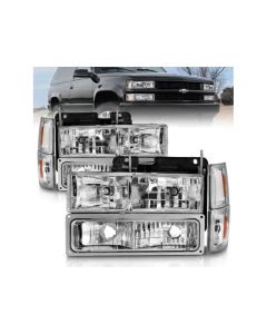 Anzo USA Crystal Headlights Black Chevrolet C1500|C2500|C3500|Tahoe 1994-1998- ANZO-111505