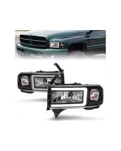 Anzo USA Crystal Headlight - w/ Light Bar Black Housing Dodge Ram 2500|3500 1994-2002- ANZO-111554