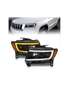 Anzo USA Projector Headlights w/Light Bar Switchback Black Jeep Grand Cherokee  2011-2013- ANZO-1115