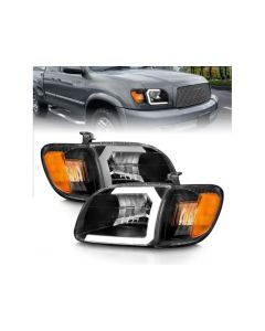 Anzo USA Crystal Headlights w/Light Bar Black w/Corner Light Toyota Tundra 2000-2004- ANZO-111579