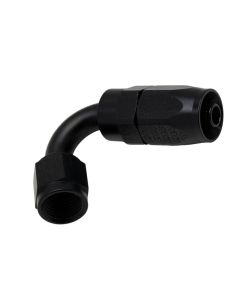 DeatschWerks 6 AN Female Flare Swivel 120-Degree Hose End CPE - Anodized Matte Black - 6-02-0820-B