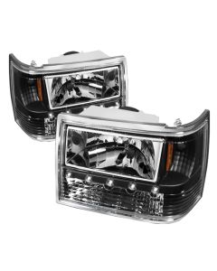 xTune Jeep Grand Cherokee 93-98 1Pc Crystal Headlights Black HD-ON-JGC93-1PC-LED-BK - 5017666
