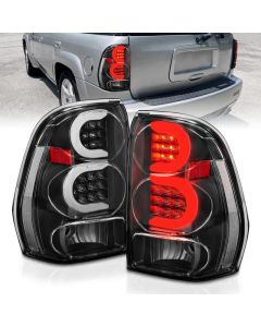 ANZO 2002-2009 Chevrolet Trailblazer LED Tail Lights w/ Light Bar Black Housing Clear Lens - 311371