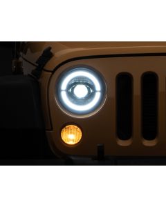 Raxiom 07-18 Jeep Wrangler JK Axial Series LED Headlights- Black Housing (Clear Lens) - J132813