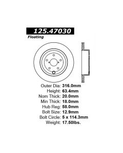 StopTech Premium High-Carbon Rotor Subaru Rear 2.5L 4-Cyl- STOP-125.47030