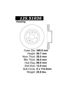 StopTech Premium High-Carbon Rotor Hyundai Genesis Coupe Front 2010-2012- STOP-125.51036