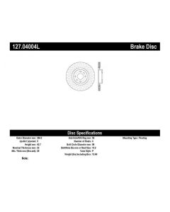 StopTech Sport Drilled/Slotted Brake Rotor Front Left Fiat 500 Front Left 2012-2017- STOP-127.04004L