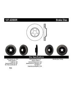 StopTech Sport Drilled/Slotted Brake Rotor Front Right- STOP-127.42080R