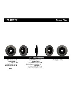 StopTech Sport Drilled/Slotted Brake Rotor Front Right Subaru STI Front Right- STOP-127.47022R
