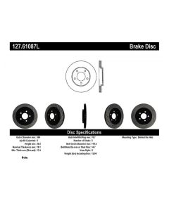 StopTech Sport Drilled/Slotted Brake Rotor Rear Left Ford Mustang Rear Left 2005-2012- STOP-127.6108