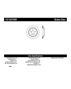 StopTech Sport Drilled/Slotted Brake Rotor Rear Right- STOP-127.62105R