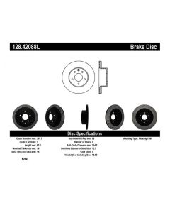 StopTech Sport Cross Drilled Brake Rotor Rear Left- STOP-128.42088L