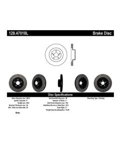 StopTech Sport Cross Drilled Brake Rotor Front Left- STOP-128.47018L