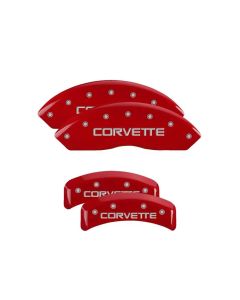 MGP Caliper Covers Set of 4: Red finish, Silver Corvette (C4) Chevrolet Corvette 1988-1996- MGP-13013SCV4RD