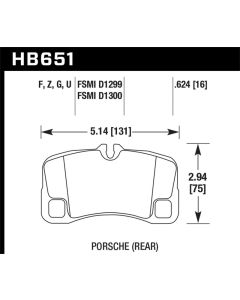 Hawk 07-08 Porsche 911 Turbo/911 GT3/911 GT3 CUP Rear DTC-70 Race Brake Pads - HB651U.624