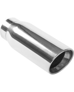 MagnaFlow Tip Stainless Double Wall Round Single Outlet Polished 4.5in DIA 3.5in Inlet 12in Length - 35232