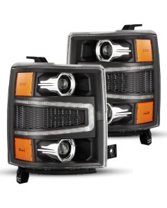 AlphaRex 04-15 Chevy 1500HD LUXX-Series LED Proj Headlights Black w/Activ Light/Seq Signal - 880242