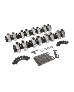 COMP Cams Shaft Rocker Arms for Small Block Chevy SBC, Fits Brodix Track 1 Cylinder Heads, Steel Construction, Black Finish, Adjustable, Roller Tip - 1506CPG