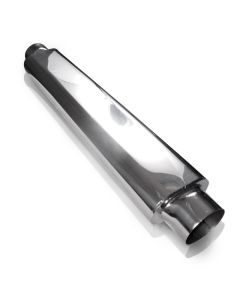 Stainless Works Smooth Oval Muffler - 24in Long 2 1/2in ID Inlets Both Ends - SO252425