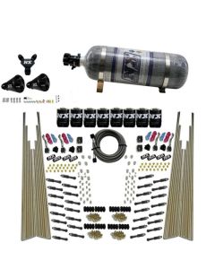 Nitrous Express 8 Cyl Dry Direct Port Four Stage 8 Solenoids Nitrous Kit (200-600HP) w/Comp Bottle - 93306-12