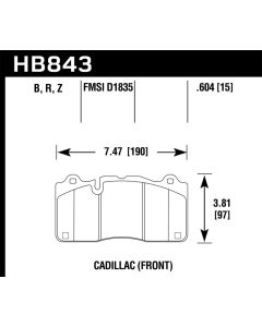 Hawk Performance DTC-60 Disc Brake Pad Cadillac CTS-V N/A 2016 2.0L 4-Cyl- HAWK-HB843G.604