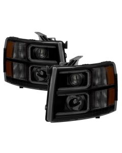 xTune Chevy Silverado 1500/2500 07-13 Halo Projector Headlights Black Smoked PRO-JH-CS07-LED-BSM - 9030277