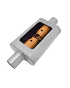 Gibson MWA 2.5in. Offset/ 2.5in. Center 14in. Oval Muffler - BM0108