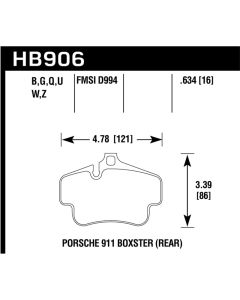Hawk 2020 Porsche 718 Boxster 2.0L Base Ceramic Composite Brakes Rear ER-1 Brake Pads - HB906D.634