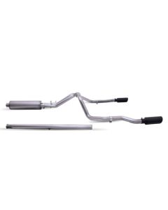 Gibson 20-21 Chevy Silverado 6.6L 2.5in Cat-Back Dual Split Exhaust System Stainless - Black Elite - 65713B