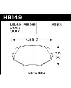 Hawk 94-05 Mazda Miata (NA/NB) Black Race Front Brake Pads - HB149M.505
