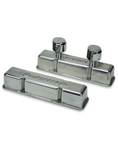 Moroso Chevrolet Small Block Valve Cover - 1 Cover w/2 Breathers - Polished Aluminum - Pair - 68370